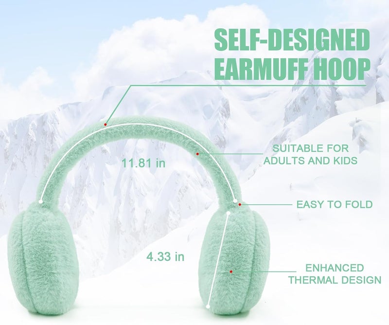 YATANAM Women Ear Muffs Winter Girls White Earmuffs Fuzzy Kids Black Ear Muff Cute Fluffy Ear Warmers Foldable Ear Covers Boy - Image 4